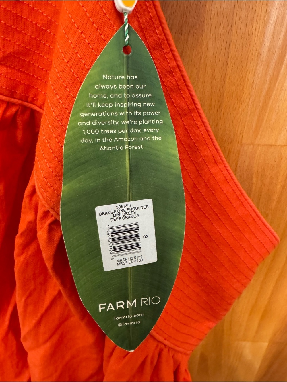 Farm Rio Orange One-Shoulder Mini Dress size Small - Picture 5 of 8